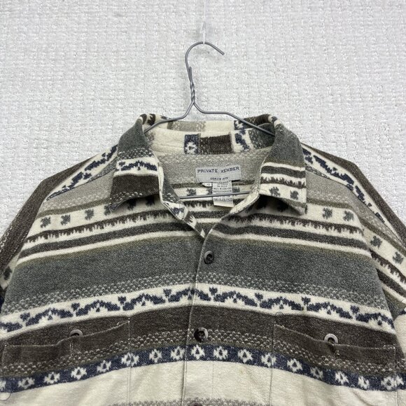 VTG Private member Heavy Button-Down Over Shirt L Aztec Southwest Pattern Retro - Picture 2 of 16